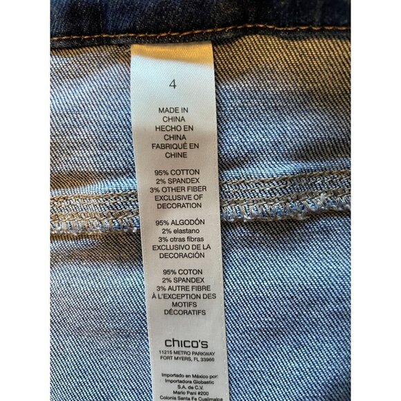 Chicos The Platinum Jegging Size 4 /US Sz XXL 22 Distressed Denim Jeans Stretchy - Picture 7 of 12